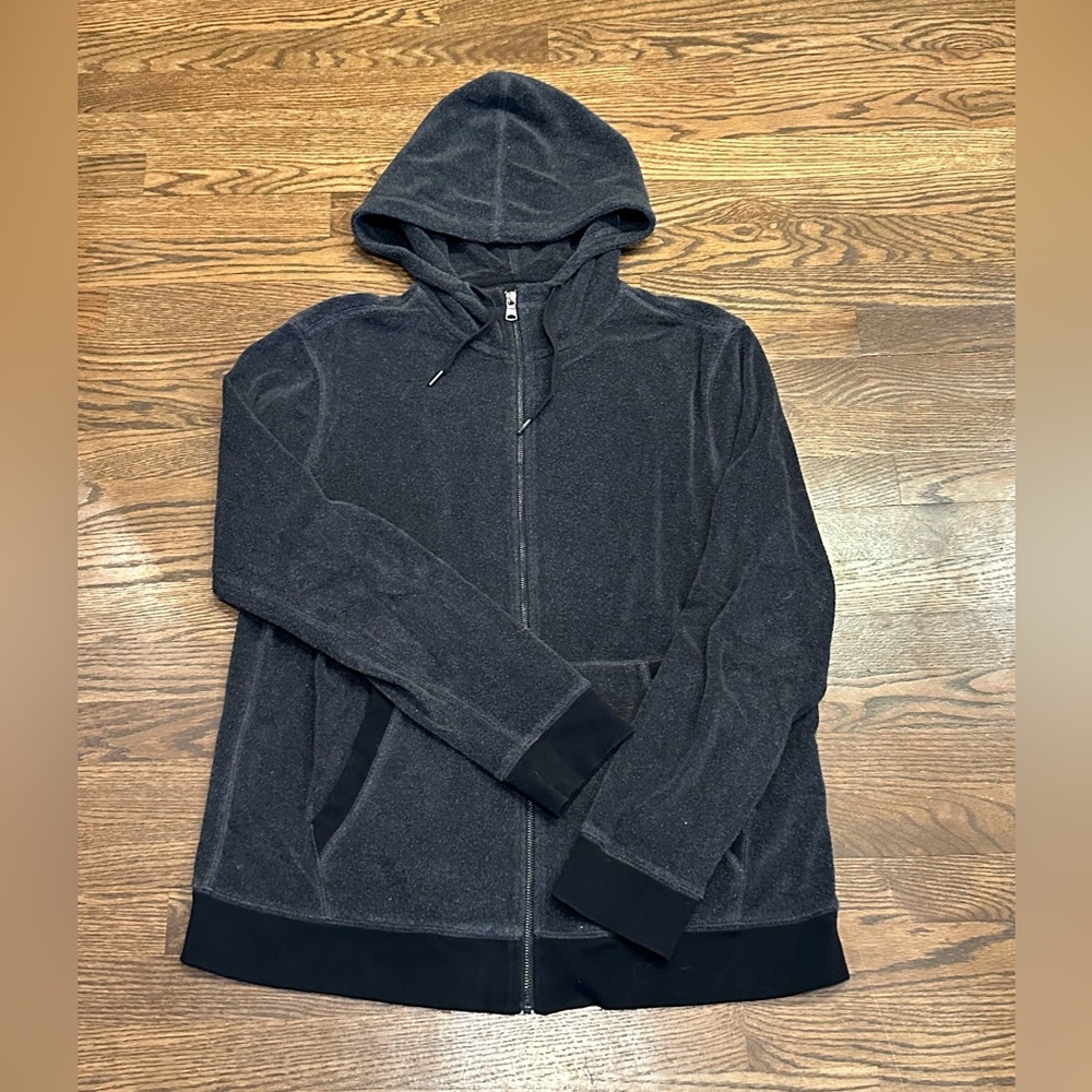 Men's Banana Republic Plush Terry Zip Up Hoodie. Charcoal gray. XL